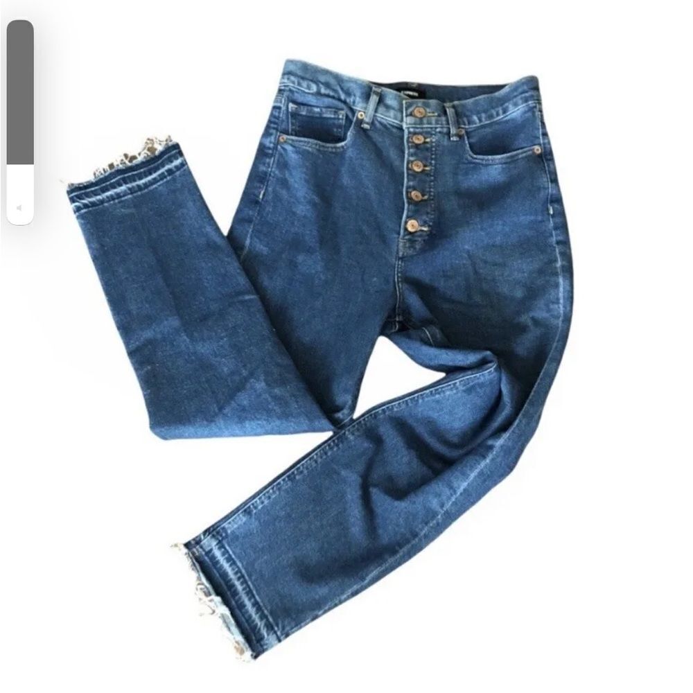 Express Mom Wedgie Jeans Super High Rise Button‎ Fly Medium Wash Size 4 - Picture 3 of 8